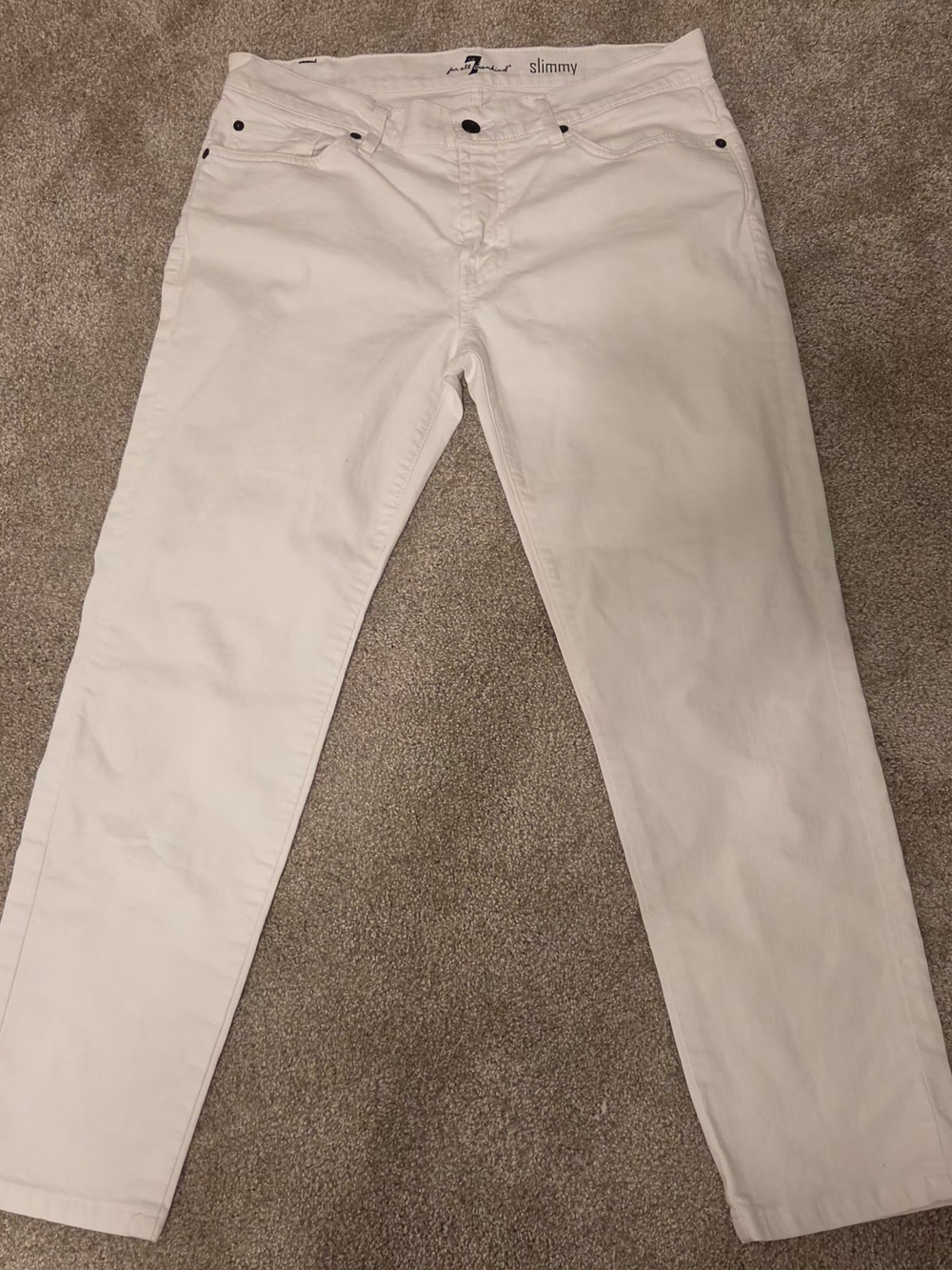 7 For All Mankind Men's Slimmy White Slim Straight Stretch Jeans Size 33